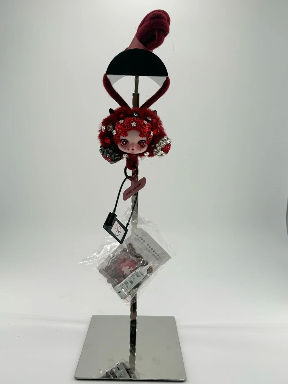 Skull panda Red Decorative Pom-Pom Keychain Charm